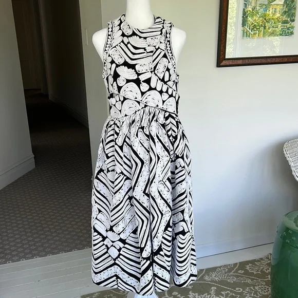 ulla johnson black and white dress Jacquard Midi Dress – Mercantile Portland main image 1